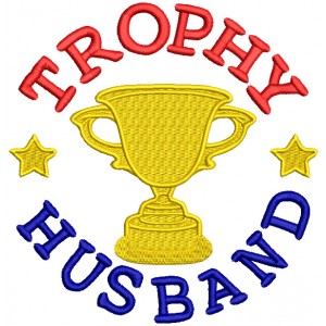 Trophy Husband With Gold Stars Filled Machine Embroidery Design Digitized Pattern